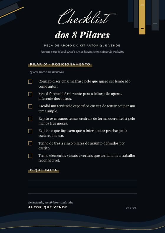 Checklist do Pilar 01